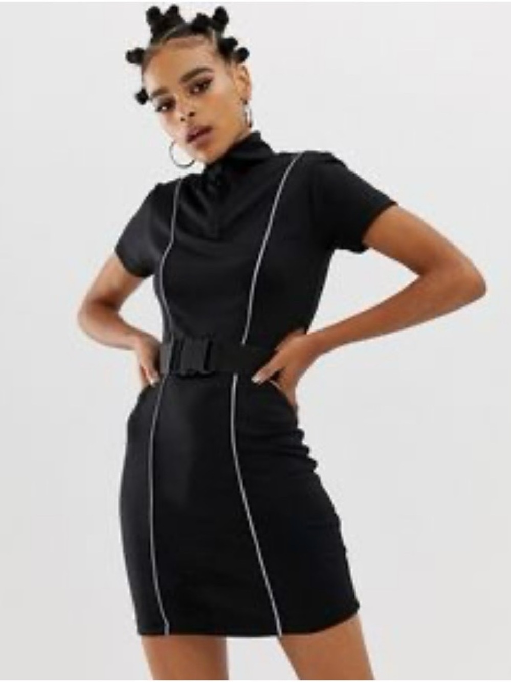 Futuristic Techwear High-Neck Mini Dress